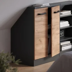 Dachschrägenschrank Rion Goldkraft Eiche/Anthrazit mit 2 Türen Vicco