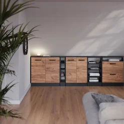 Dachschrägenschrank Rion Goldkraft Eiche/Anthrazit mit 2 Türen Vicco