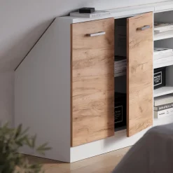 Dachschrägenschrank Rion Goldkraft Eiche/Weiß mit 2 Türen Vicco