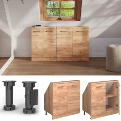 Dachschrägenschrank Rion Goldkraft Eiche mit 2 Türen Vicco