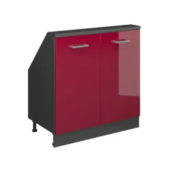 Dachschrägenschrank Rion Rot Hochglanz/Anthrazit mit 2 Türen Vicco