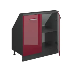 Dachschrägenschrank Rion Rot Hochglanz/Anthrazit mit 2 Türen Vicco