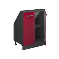 Dachschrägenschrank Rion Rot Hochglanz/Anthrazit mit 2 Türen Vicco