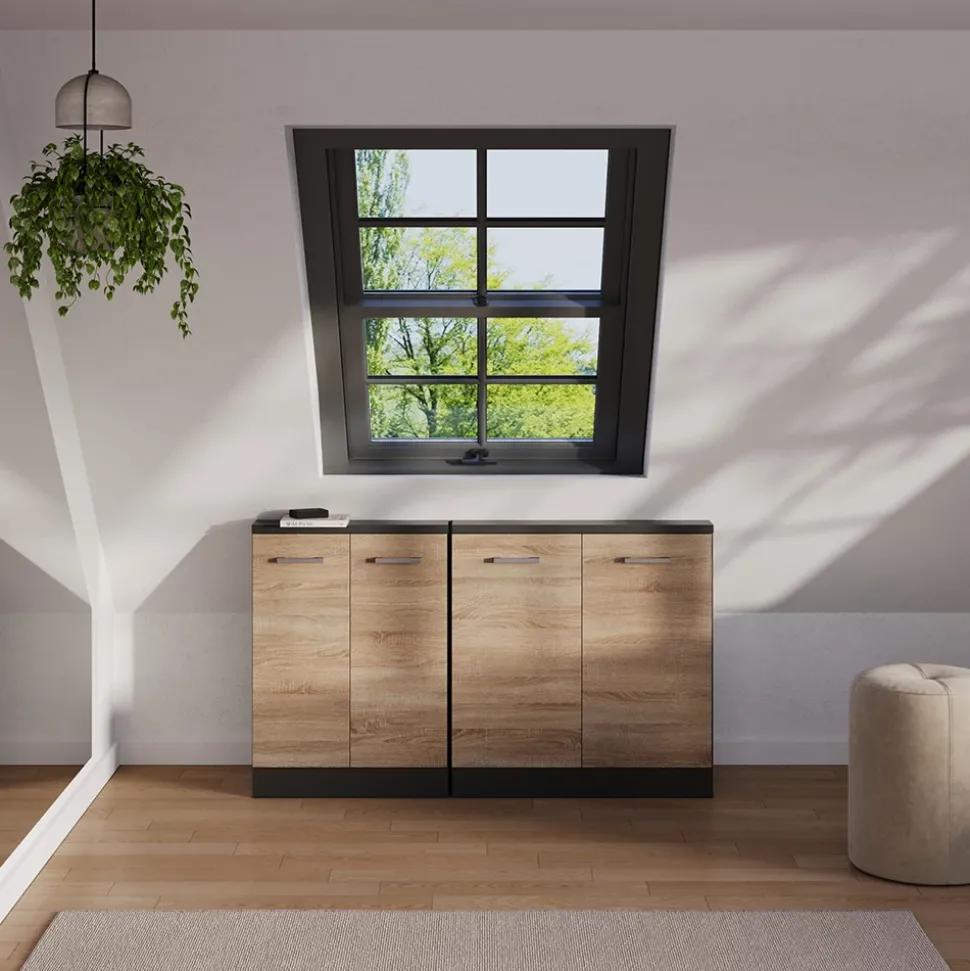 Dachschrägenschrank Rion Sonoma/Anthrazit mit 2 Türen Vicco