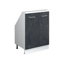 Dachschrägenschrank Rion Schwarz Beton/Weiß mit 2 Türen Vicco