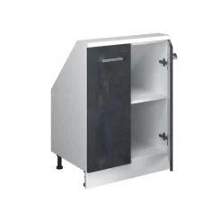 Dachschrägenschrank Rion Schwarz Beton/Weiß mit 2 Türen Vicco