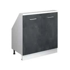 Dachschrägenschrank Rion Schwarz Beton/Weiß mit 2 Türen Vicco