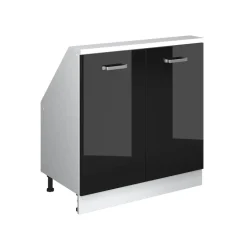 Dachschrägenschrank Rion Schwarz Hochglanz/Weiß mit 2 Türen Vicco