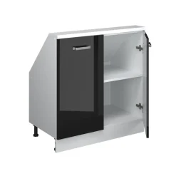 Dachschrägenschrank Rion Schwarz Hochglanz/Weiß mit 2 Türen Vicco