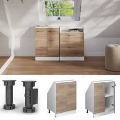 Dachschrägenschrank Rion Sonoma/Weiß mit 2 Türen Vicco