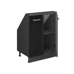 Dachschrägenschrank Rion Schwarz Hochglanz/Anthrazit mit 2 Türen Vicco