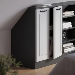 Dachschrägenschrank Rion Weiß Landhaus/Anthrazit mit 2 Türen Vicco