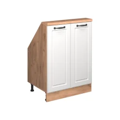 Dachschrägenschrank Rion Weiß Landhaus/Goldkraft Eiche mit 2 Türen Vicco