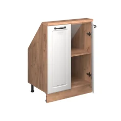 Dachschrägenschrank Rion Weiß Landhaus/Goldkraft Eiche mit 2 Türen Vicco