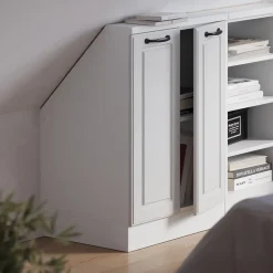 Dachschrägenschrank Rion Weiß Landhaus/Weiß mit 2 Türen Vicco