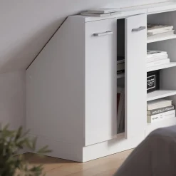 Dachschrägenschrank Rion Weiß Hochglanz/Weiß mit 2 Türen Vicco