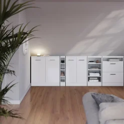 Dachschrägenschrank Rion Weiß Hochglanz/Weiß mit 2 Türen Vicco