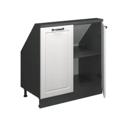 Dachschrägenschrank Rion Weiß Landhaus/Anthrazit mit 2 Türen Vicco