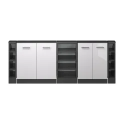 Dachschrägenschrank-Set Rion Weiß Hochglanz/Anthrazit 5er Set Vicco