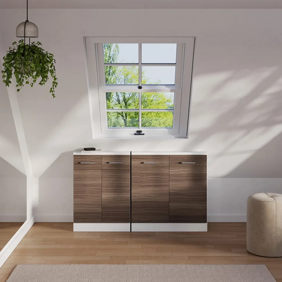 Dachschrägenschrank-Set Rion Edelgrau/Weiß 2er Set Vicco