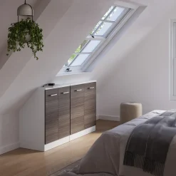 Dachschrägenschrank-Set Rion Edelgrau/Weiß 2er Set Vicco