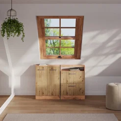 Dachschrägenschrank-Set Rion Artisan-Eiche/Goldkraft Eiche 2er Set Vicco