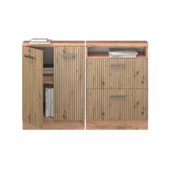 Dachschrägenschrank-Set Rion Artisan-Eiche/Goldkraft Eiche 2er Set Vicco