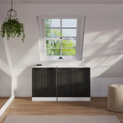 Dachschrägenschrank-Set Rion Anthrazit Landhaus/Weiß 2er Set Vicco