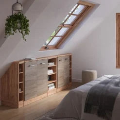 Dachschrägenschrank-Set Rion Sonoma/Goldkraft Eiche 5er Set Vicco