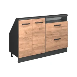 Dachschrägenschrank-Set Rion Goldkraft Eiche/Anthrazit 2er Set Vicco