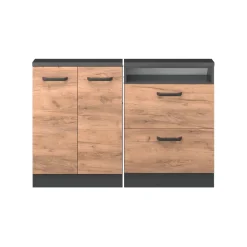 Dachschrägenschrank-Set Rion Goldkraft Eiche/Anthrazit 2er Set Vicco