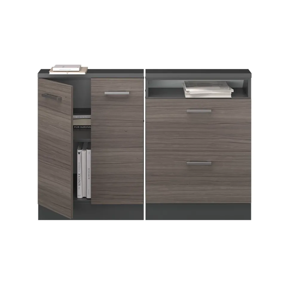 Dachschrägenschrank-Set Rion Edelgrau/Anthrazit 2er Set Vicco