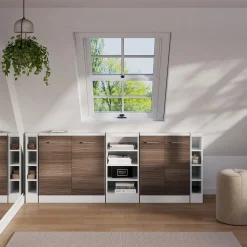 Dachschrägenschrank-Set Rion Edelgrau/Weiß 5er Set Vicco