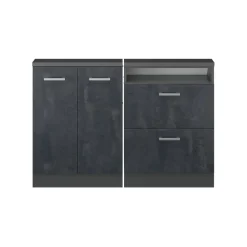 Dachschrägenschrank-Set Rion Schwarz Beton/Anthrazit 2er Set Vicco