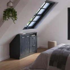 Dachschrägenschrank-Set Rion Schwarz Beton/Anthrazit 2er Set Vicco