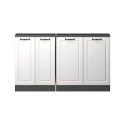 Dachschrägenschrank-Set Rion Weiß Landhaus/Anthrazit 2er Set Vicco