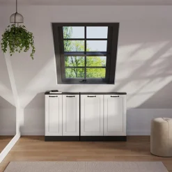 Dachschrägenschrank-Set Rion Weiß Landhaus/Anthrazit 2er Set Vicco