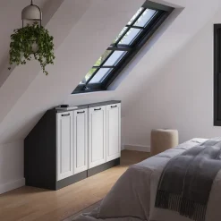 Dachschrägenschrank-Set Rion Weiß Landhaus/Anthrazit 2er Set Vicco