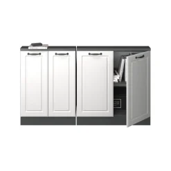 Dachschrägenschrank-Set Rion Weiß Landhaus/Anthrazit 2er Set Vicco