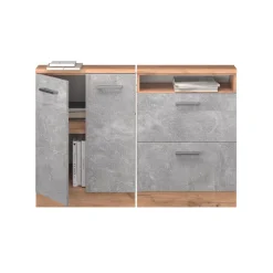 Dachschrägenschrank-Set Rion Beton/Goldkraft Eiche 2er Set Vicco