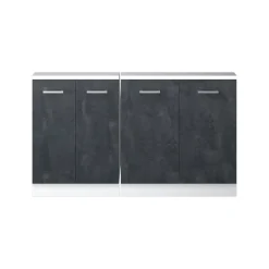 Dachschrägenschrank-Set Rion Schwarz Beton/Weiß 2er Set Vicco