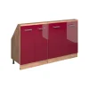 Dachschrägenschrank-Set Rion Rot Hochglanz/Goldkraft Eiche 2er Set Vicco