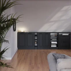 Dachschrägenschrank-Set Rion Anthrazit Landhaus/Anthrazit 2er Set Vicco