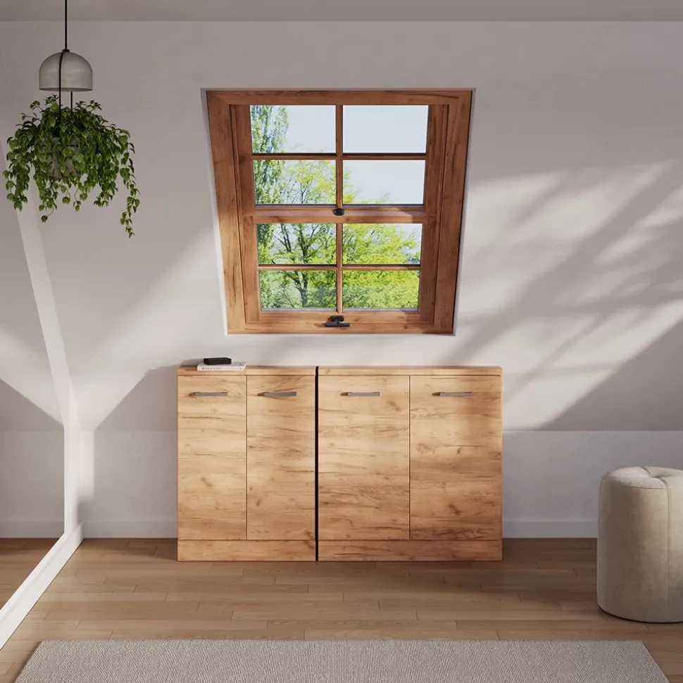 Dachschrägenschrank-Set Rion Goldkraft Eiche 2er Set Vicco