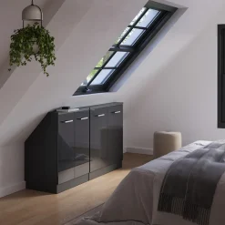 Dachschrägenschrank-Set Rion Anthrazit Hochglanz/Anthrazit 2er Set Vicco