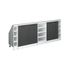 Dachschrägenschrank-Set Rion Anthrazit Landhaus/Weiß 5er Set Vicco