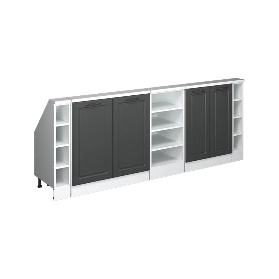 Dachschrägenschrank-Set Rion Anthrazit Landhaus/Weiß 5er Set Vicco