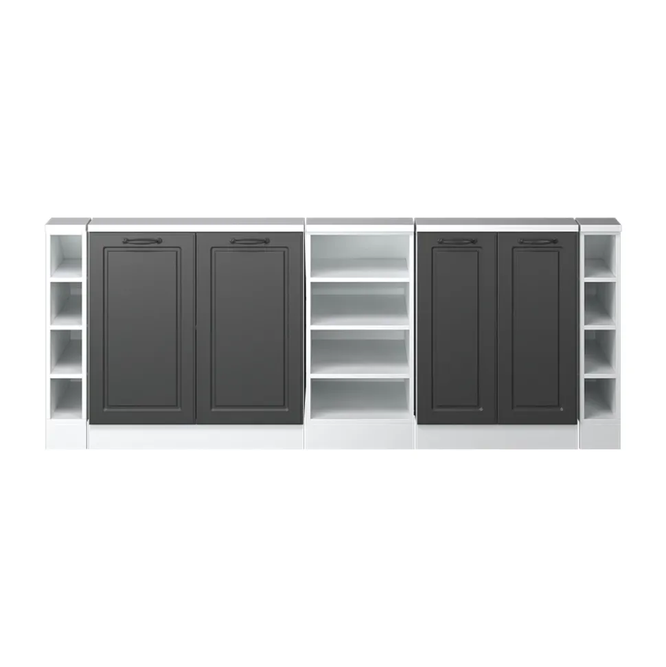 Dachschrägenschrank-Set Rion Anthrazit Landhaus/Weiß 5er Set Vicco