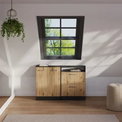 Dachschrägenschrank-Set Rion Artisan Eiche/Anthrazit 2er Set Vicco