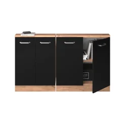 Dachschrägenschrank-Set Rion Schwarz Hochglanz/Goldkraft Eiche 2er Set Vicco